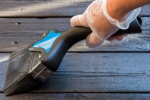 Staining the patio deck